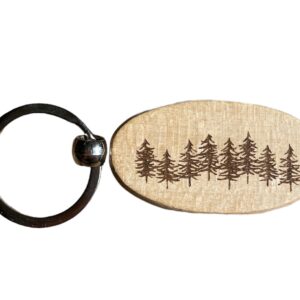 Designed Front Wooden Oval Keychain