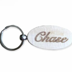 Name Wooden Oval Keychain